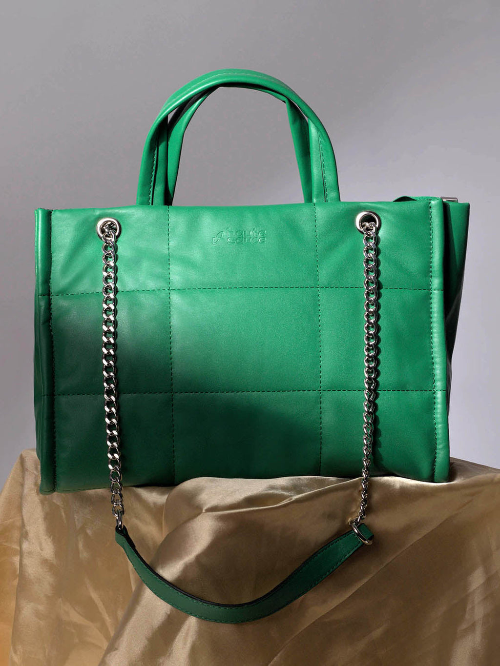 Haute Sauce Green Glam Quilted Green Hand Bag
