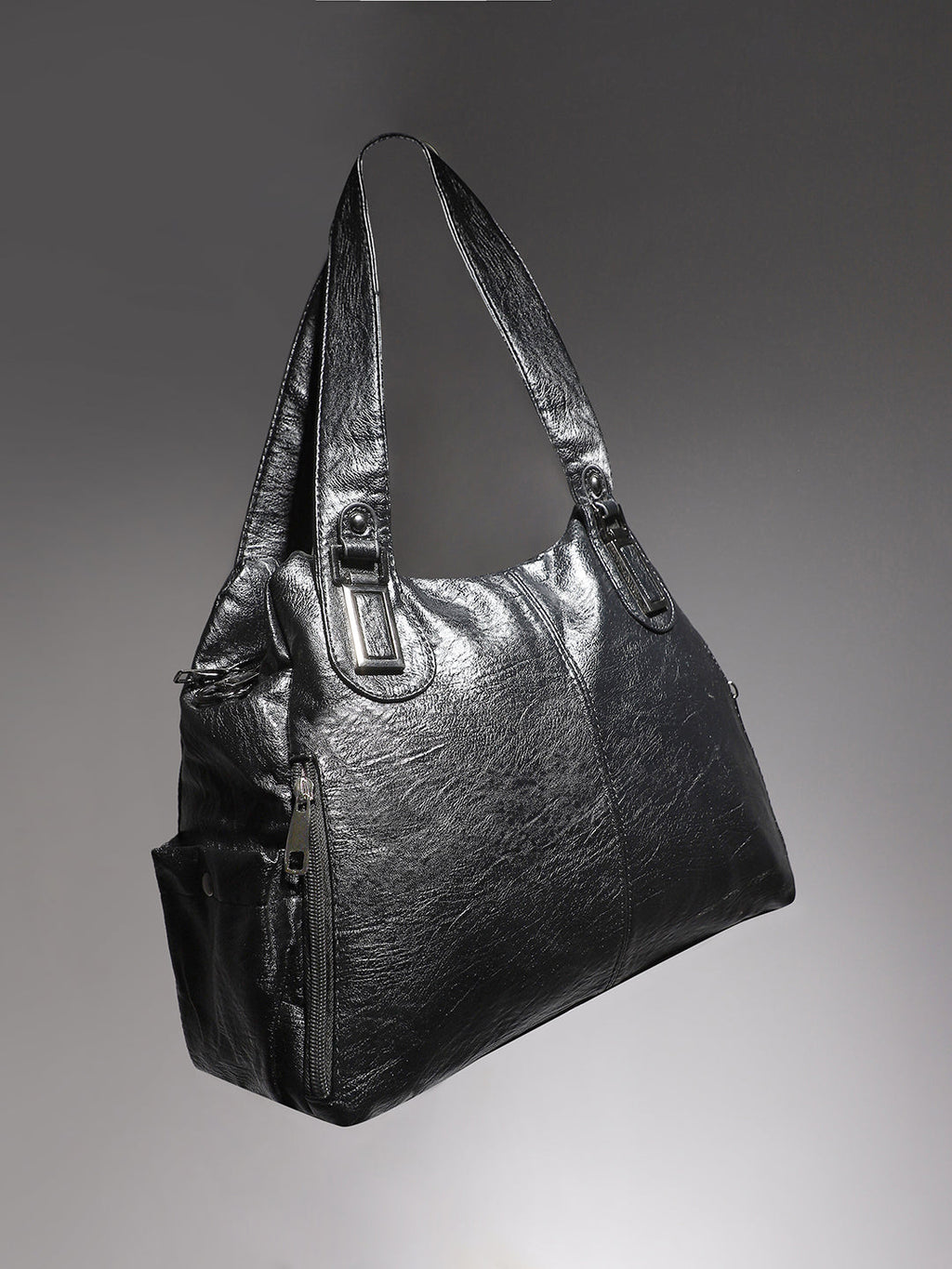 Side Zip Handbag - Black