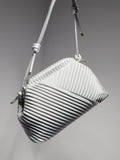 Textured Pouch Handbag - Silver