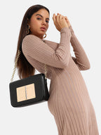 Hinge Flap Sling Bag - Black