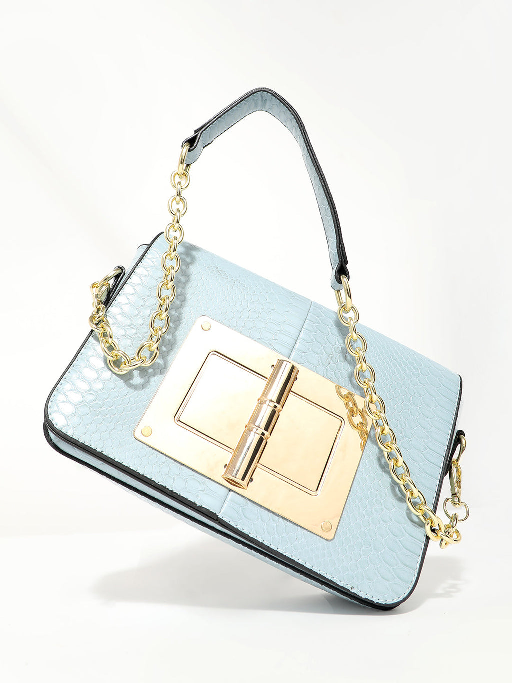 Hinge Flap Sling Bag - Light Blue