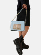Hinge Flap Sling Bag - Light Blue