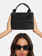 Studded Rope Handbag - Black