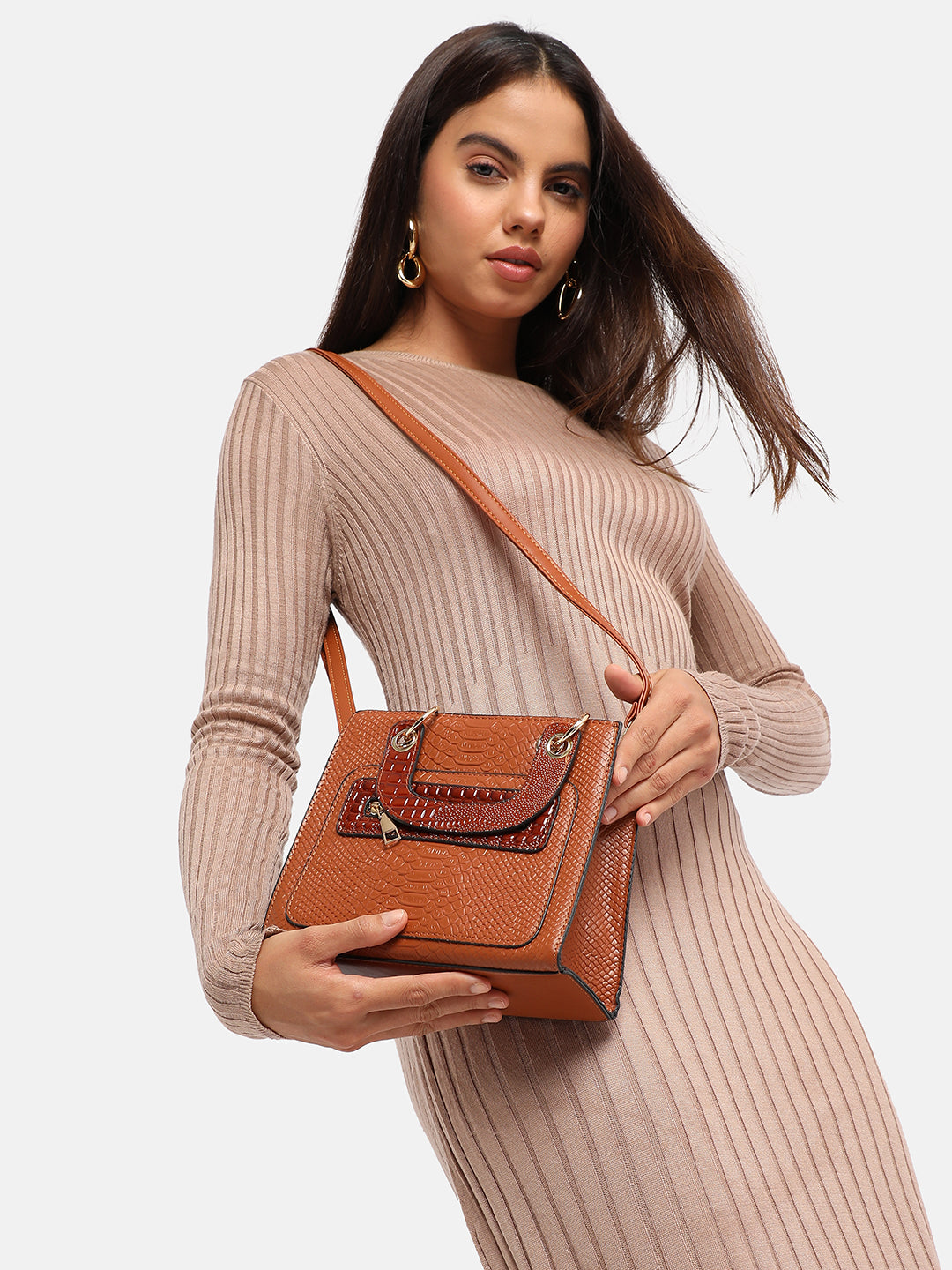 Scale Mini Handbag - Brown