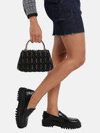 Quilted Sequin Handbag - Black