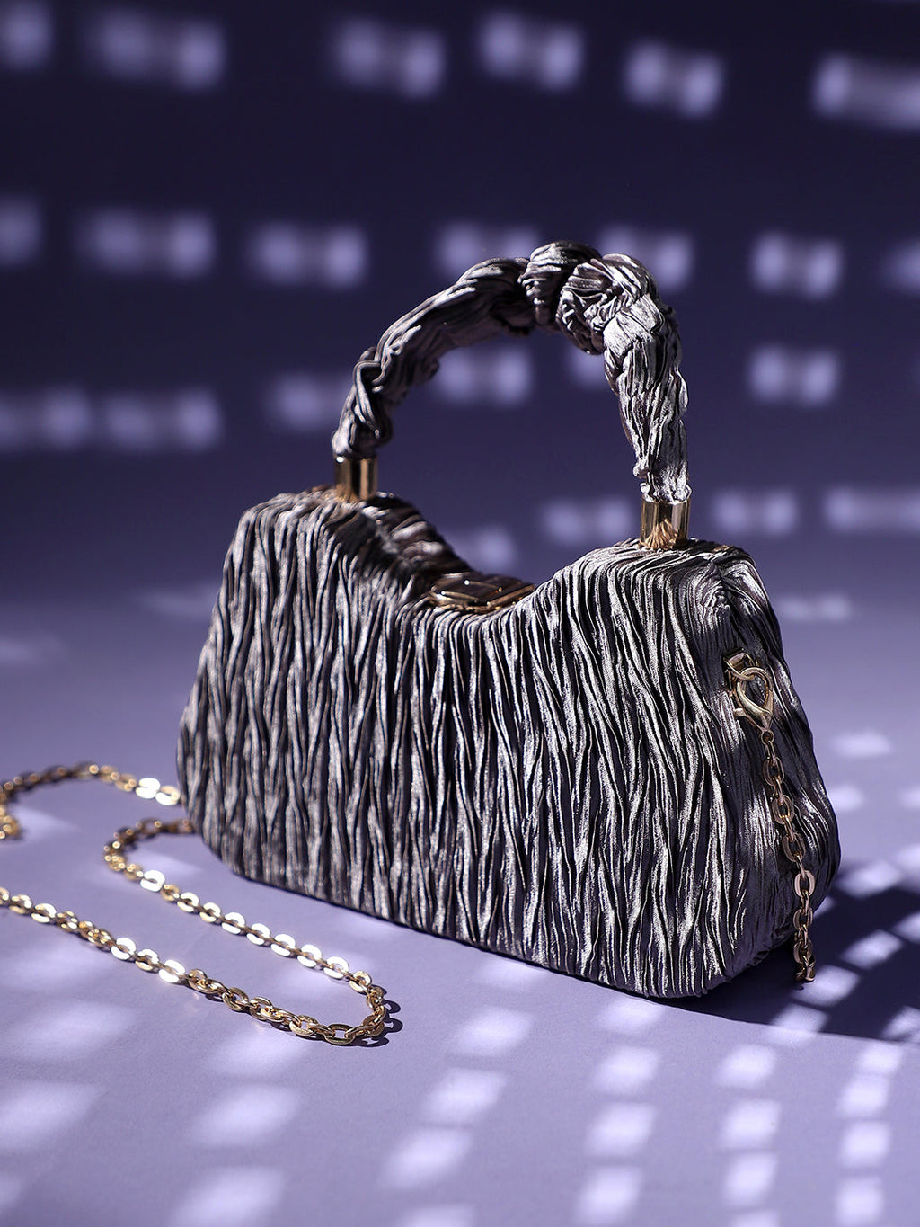 Ruched Handle Handbag - Silver