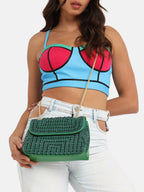 All Over Studs Handbag - Forest Green