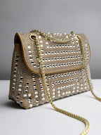 All Over Studs Handbag - Beige