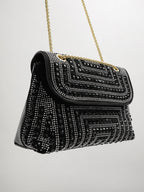 All Over Studs Handbag - Black & Silver