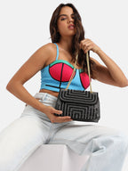 All Over Studs Handbag - Black & Silver