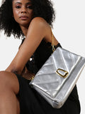 Quilted Chain Handbag - Silver