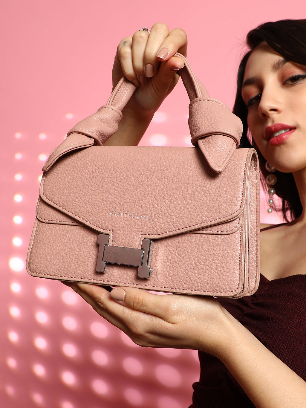 Haute Sauce The Monogram Sash Hand Bag - Nude Pink