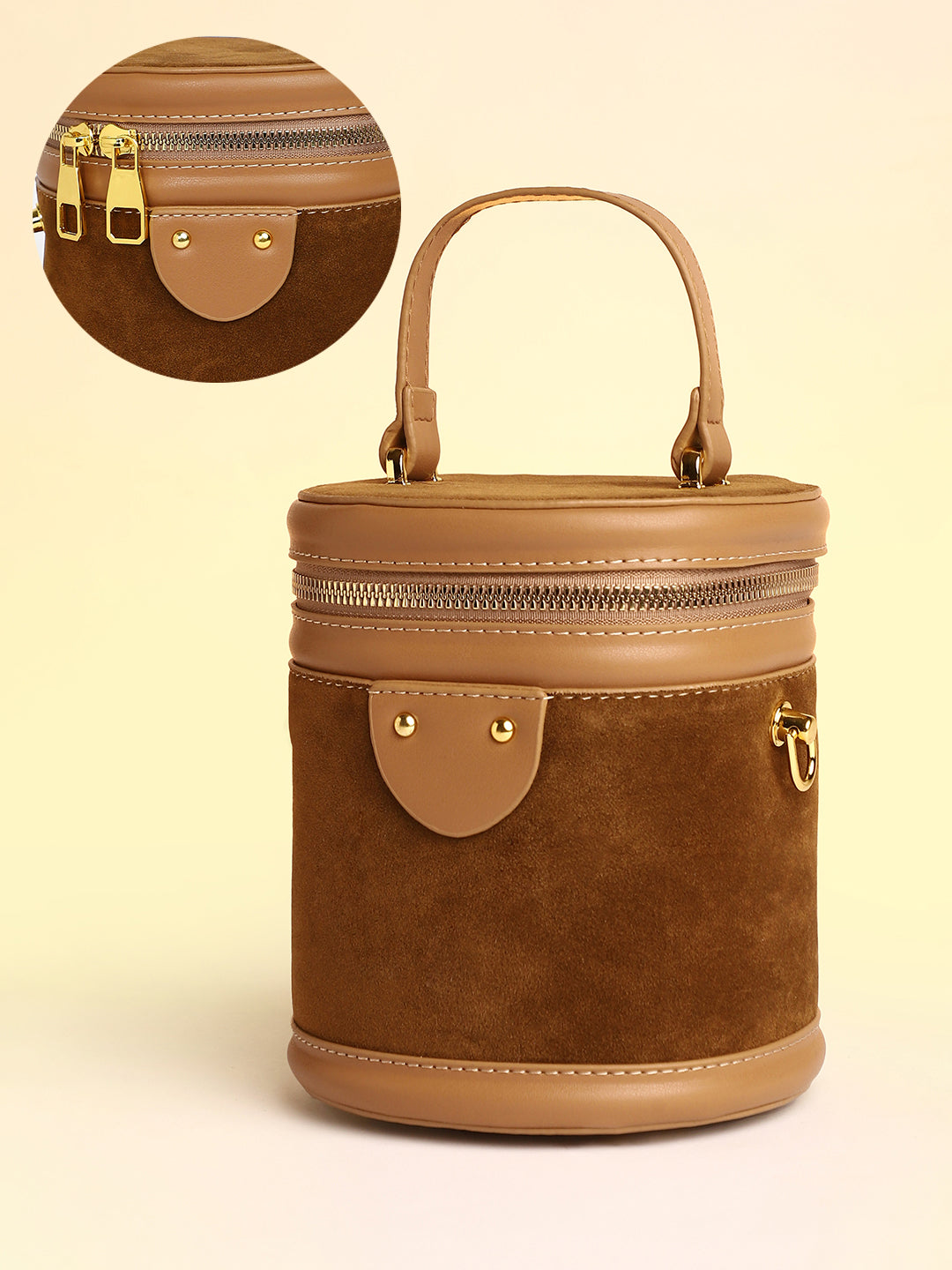 The Velvet Bucket Bag - Chocolate Brown