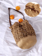 The Straw Bucket Bag - Beige