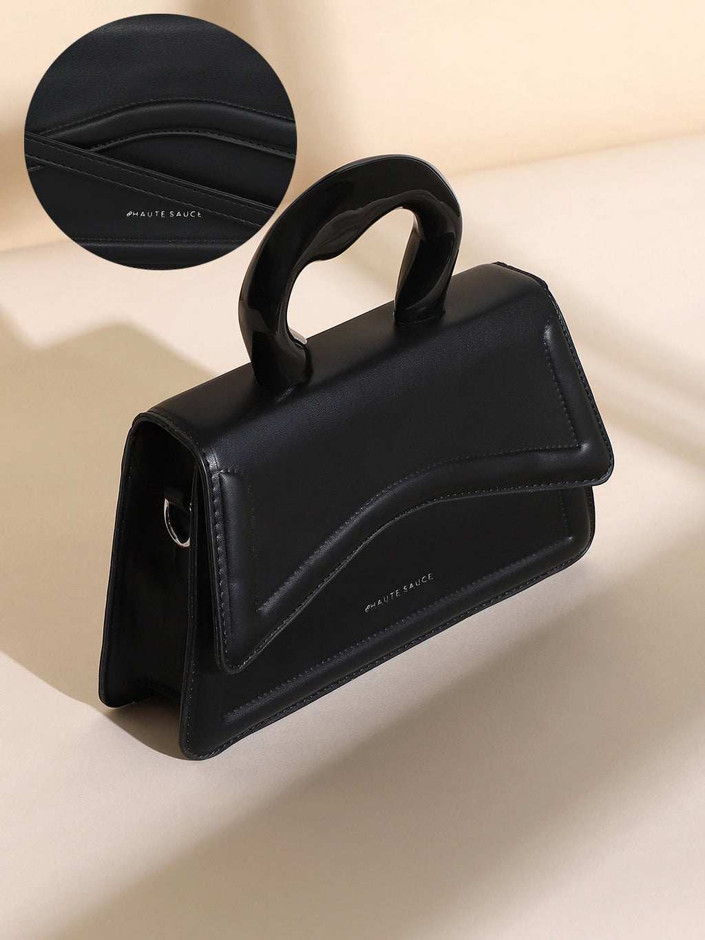 Haute Sauce The Caldera Gloss Hand Bag - Midnight Black