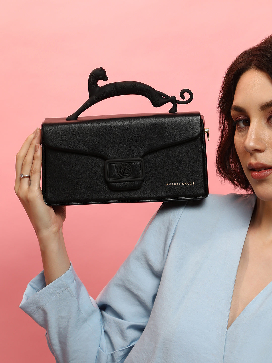 Haute Sauce The Jaguar Frost Hand Bag - Midnight Black