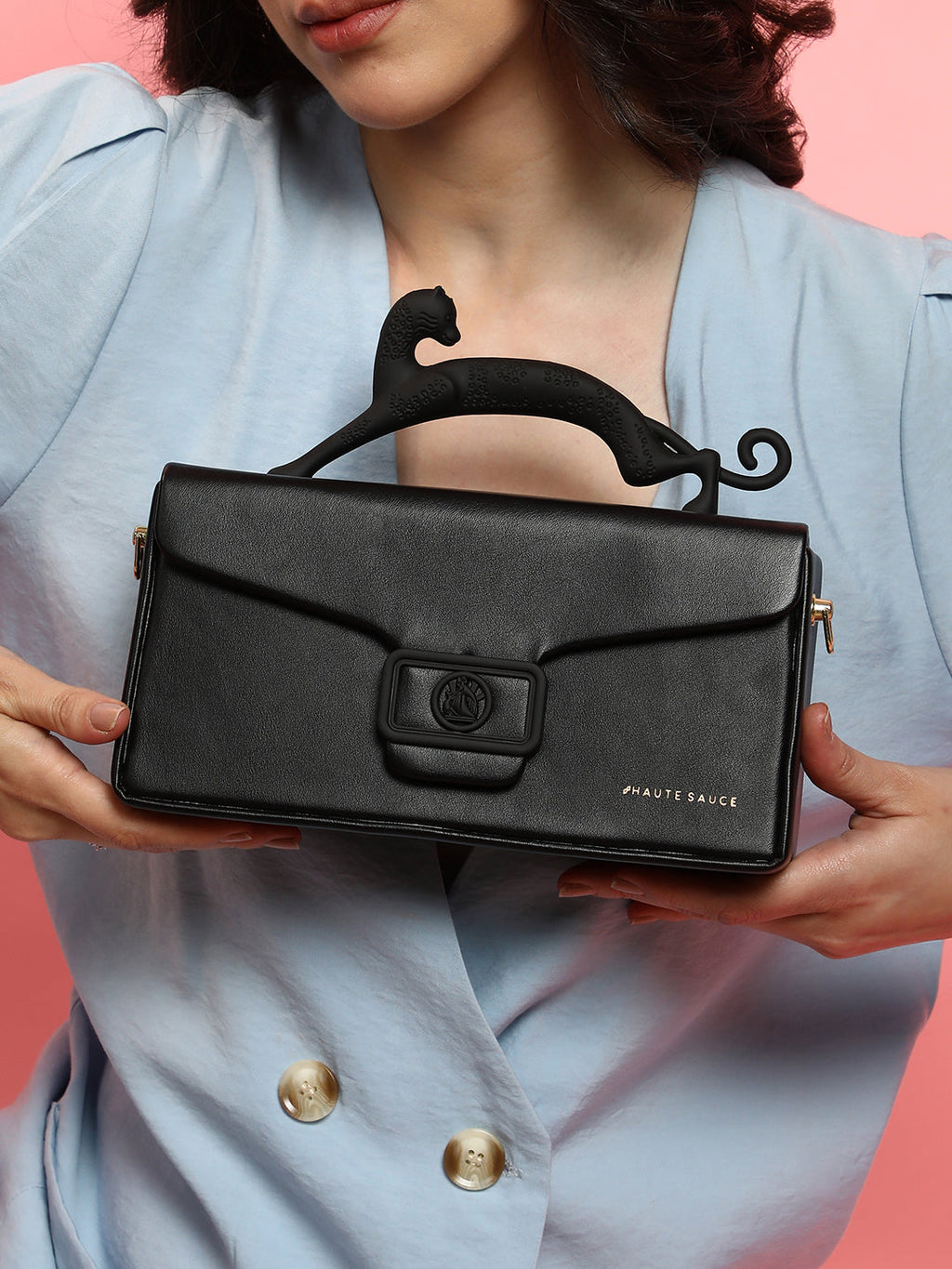 Haute Sauce The Jaguar Frost Hand Bag - Midnight Black
