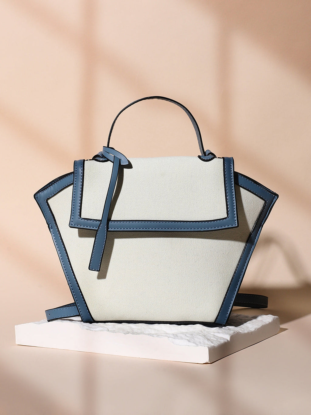 Haute Sauce The Roma Canvas Hand Bag - Steel Blue & Cloud White