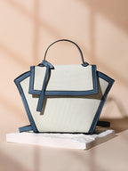 Haute Sauce The Roma Canvas Hand Bag - Steel Blue & Cloud White