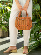 The Riviera Basket Hand Bag-Natural Tan