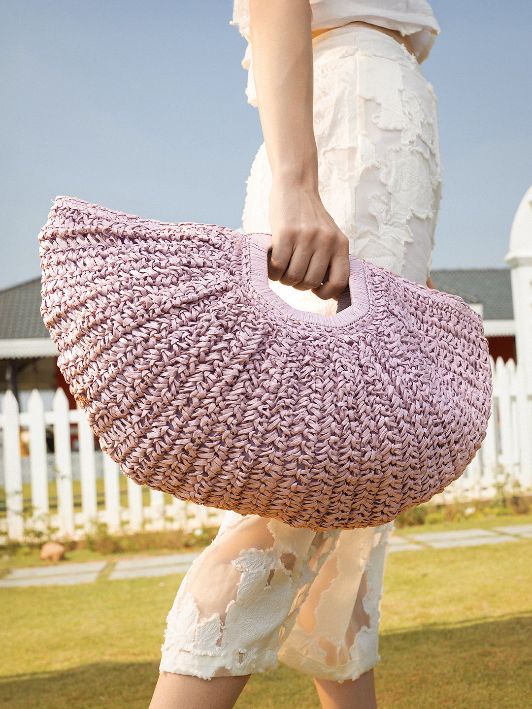 Haute Sauce The Sol-Straw Hand Bag - Lilac