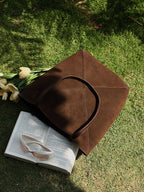 Haute Sauce The Veloure Tote Bag With Pouch - Chocolate Brown