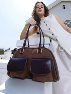 The Utility Suede Shoulder Bag - Mocha Brown