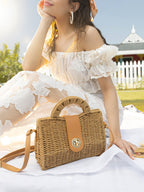 The Basket Hand Bag - Khaki Brown
