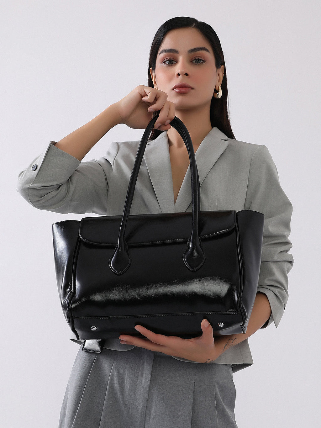 Haute Sauce The Large Medis Satchel Bag - Onyx Black