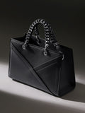 The Overlap-Chainlink Hand Bag - Onyx Black