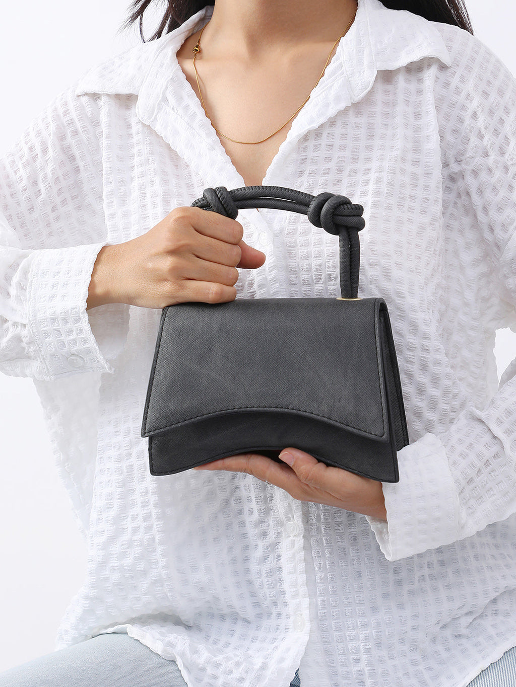 Haute Sauce Washed-Concave Hand Bag - Charcoal Black