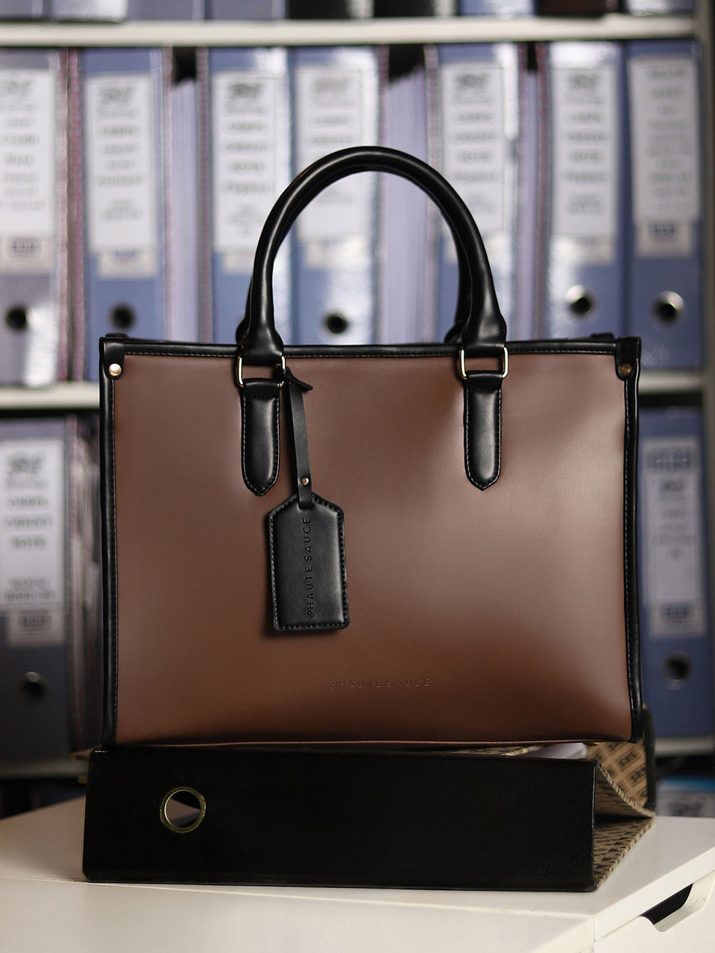 Haute Sauce The Two-Tone Edge Office Bag - Chocolate Brown