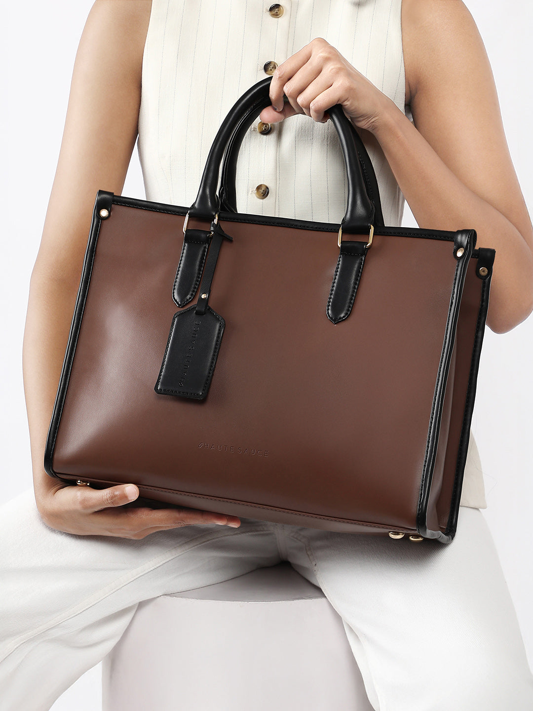 Haute Sauce The Two-Tone Edge Office Bag - Chocolate Brown
