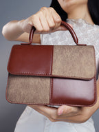 Haute Sauce The Check-Block Hand Bag - Tan brown