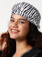 Black & White Zebra Textured Beret Hat