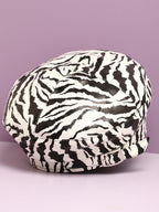 Black & White Textured Vegan Leather Beret Hat