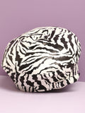 Black & White Textured Vegan Leather Beret Hat