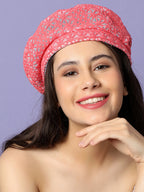 Red Textured Beret Hat