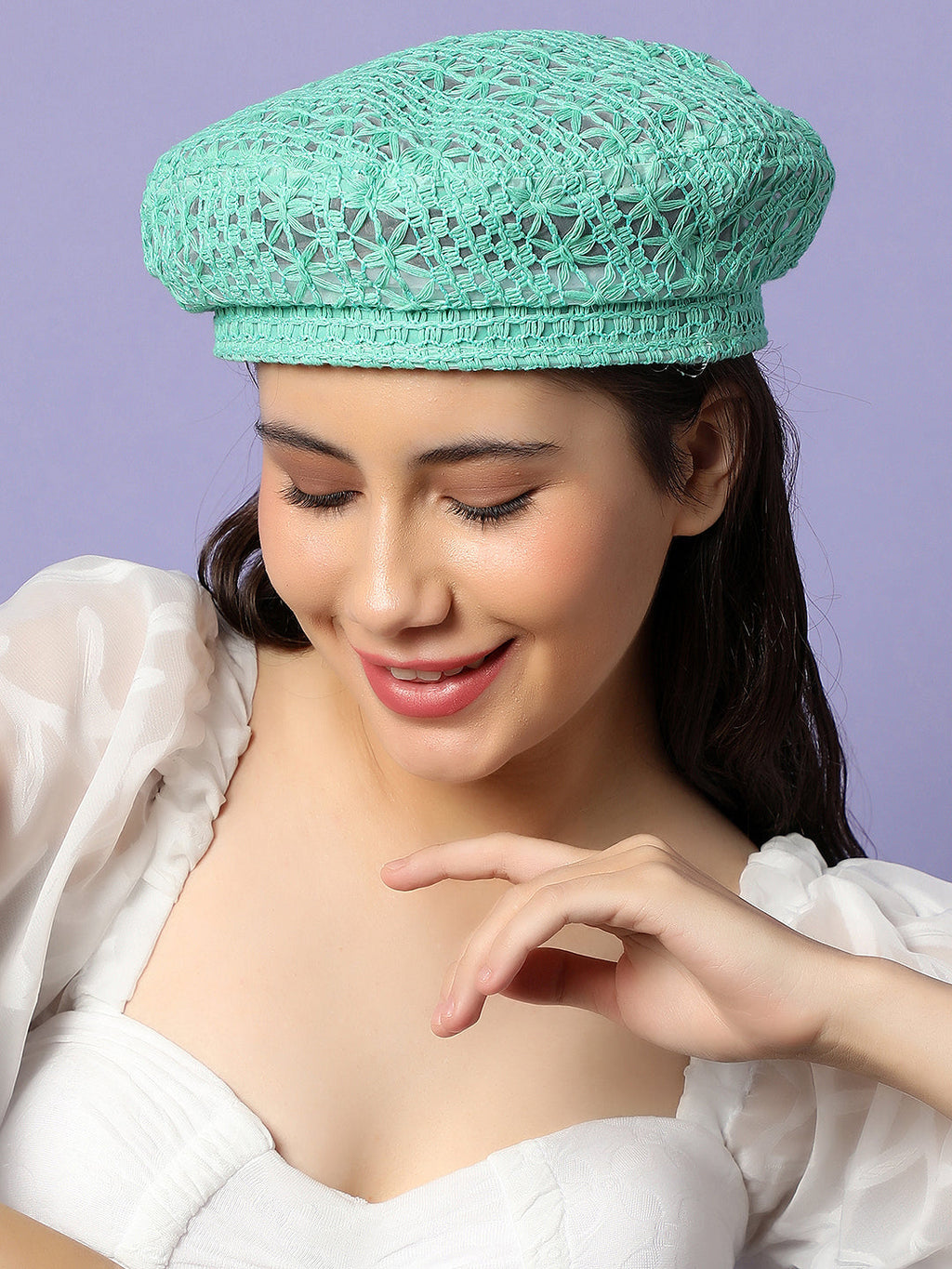 Mint Green Textured Beret Hat