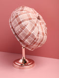 Brown Scottish Checked Textured Bakerboy Hat