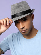 Black Textured Fedora Hat