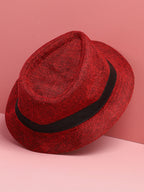 Red Textured Fedora Hat