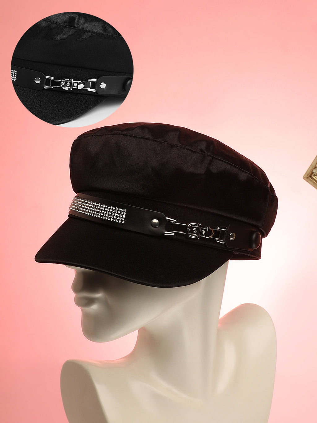 Haute Sauce Embellished Satin Bakerboy Cap - Midnight Black