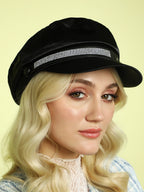 Haute Sauce Embellished Satin Bakerboy Cap - Midnight Black