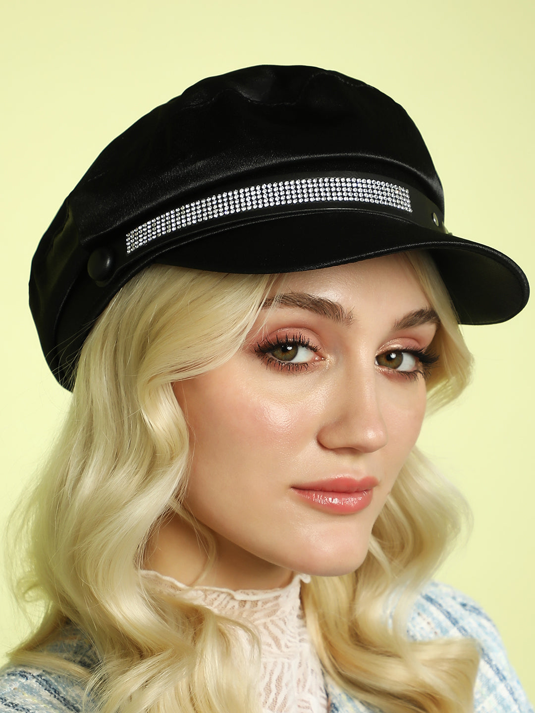 Haute Sauce Embellished Satin Bakerboy Cap - Midnight Black