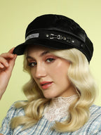 Haute Sauce Embellished Satin Bakerboy Cap - Midnight Black