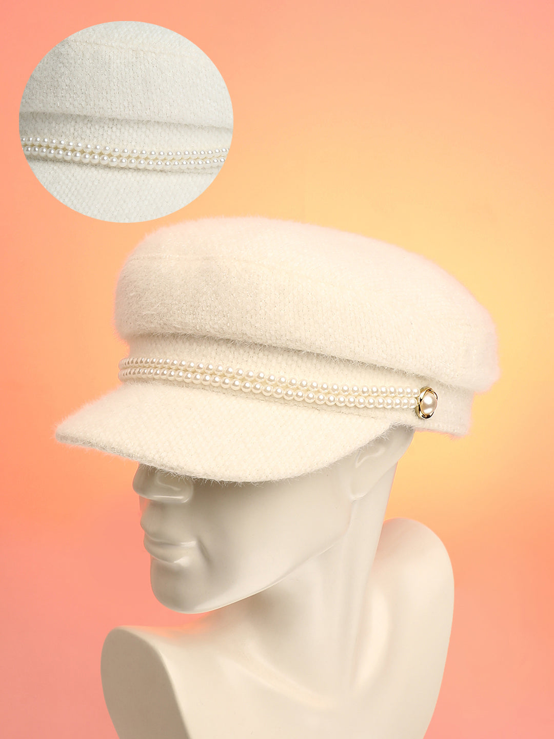 Haute Sauce Pearl-Lined Breton Cap - Powder White