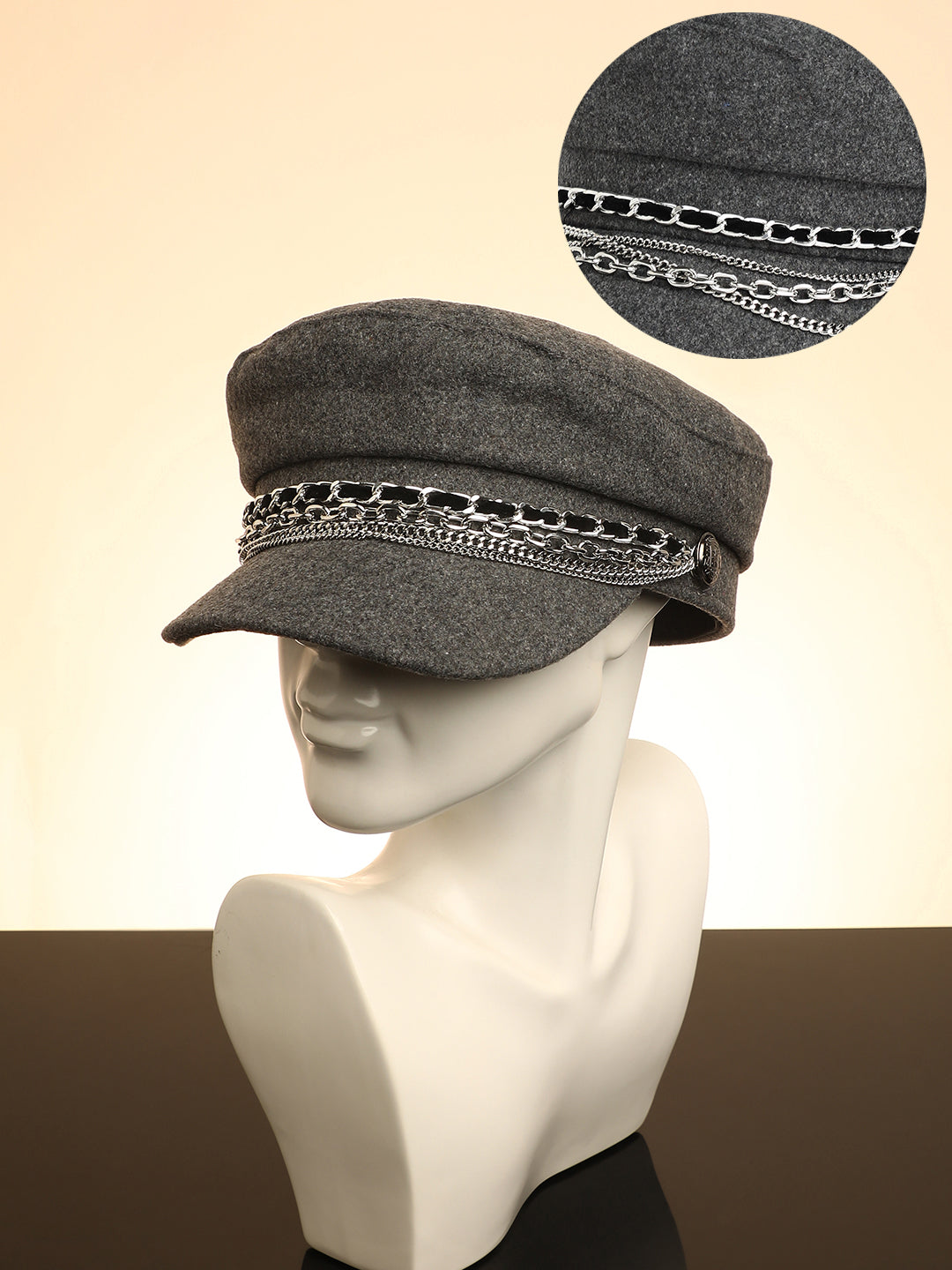 Haute Sauce Chain-Lined Bakerboy Cap - Charcoal Grey