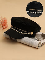 Haute Sauce Chain-Lined Satin Bakerboy Cap - Midnight Black