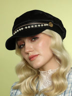 Haute Sauce Chain-Lined Satin Bakerboy Cap - Midnight Black
